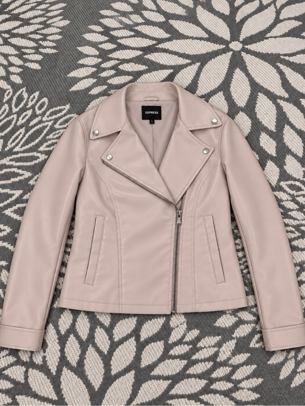 Express Blush Pink Faux Leather Moto Jacket